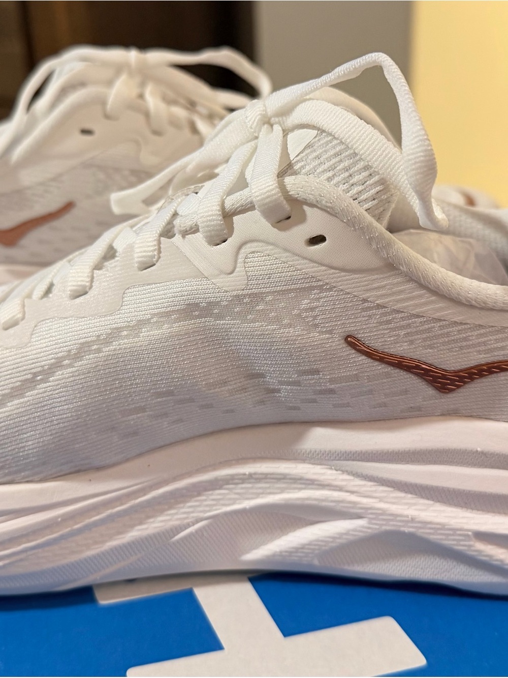 NWT Women’s Hoka Skyflow in Frost/Rose Gold Running Shoes - Picture 2 of 14